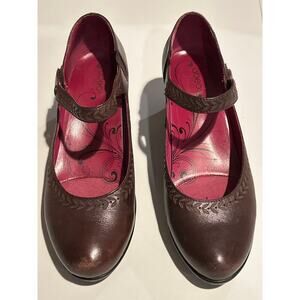 ABEO BIO SYSTEM BROWN LEATHER MARY JANES HEELS PUMPS SHOES WOMENS SZ 8.5